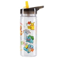 Pokémon - Botella De Agua Pokemon Kids Con Pajita De Plástico De 580 Ml, Reutilizable