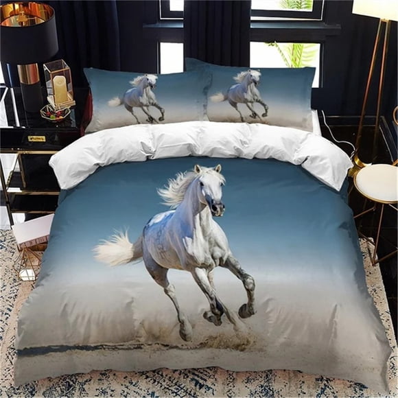 White Horse Bedding Set Boys Girls Duvet Cover Pillowcase Bed Kids Fashion Home Textileextile