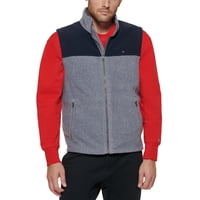 Chaleco Tommy Hilfiger De Forro Polar Para Hombre, Azul Marino Y Gris Claro 5X