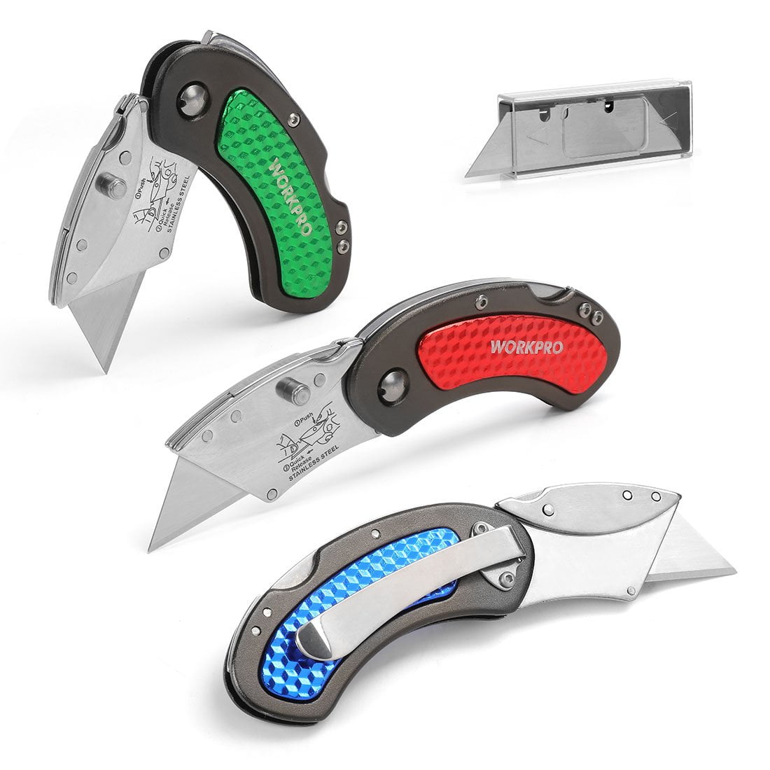 Juego De Cuchillos Utilitarios Plegables Workpro Quick Change Blade, Paquete De 3