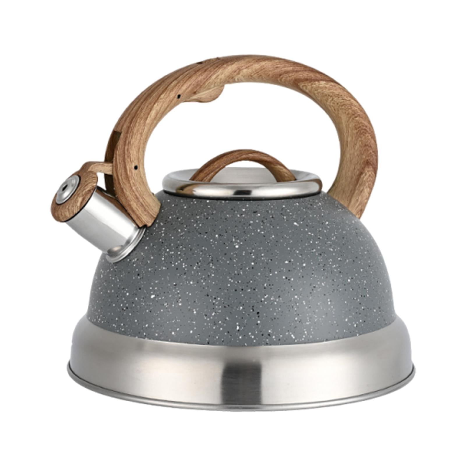 Magideal - Hervidor De Acero Inoxidable Con Silbido Fuerte, Se Calienta Rápidamente, Hervidor De Café Moderno, Tetera Para Senderismo, Barbacoa, Picnic Al Aire L Gris