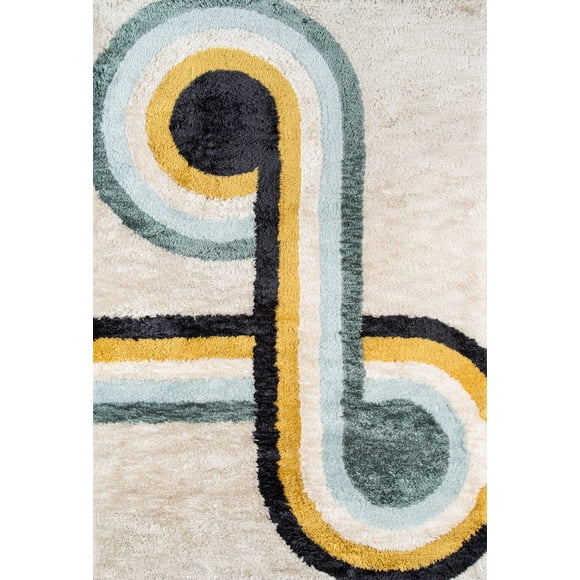 Alfombra Novogratz Retro Collection Bullseye Shag, azul, 60 x 90 cm