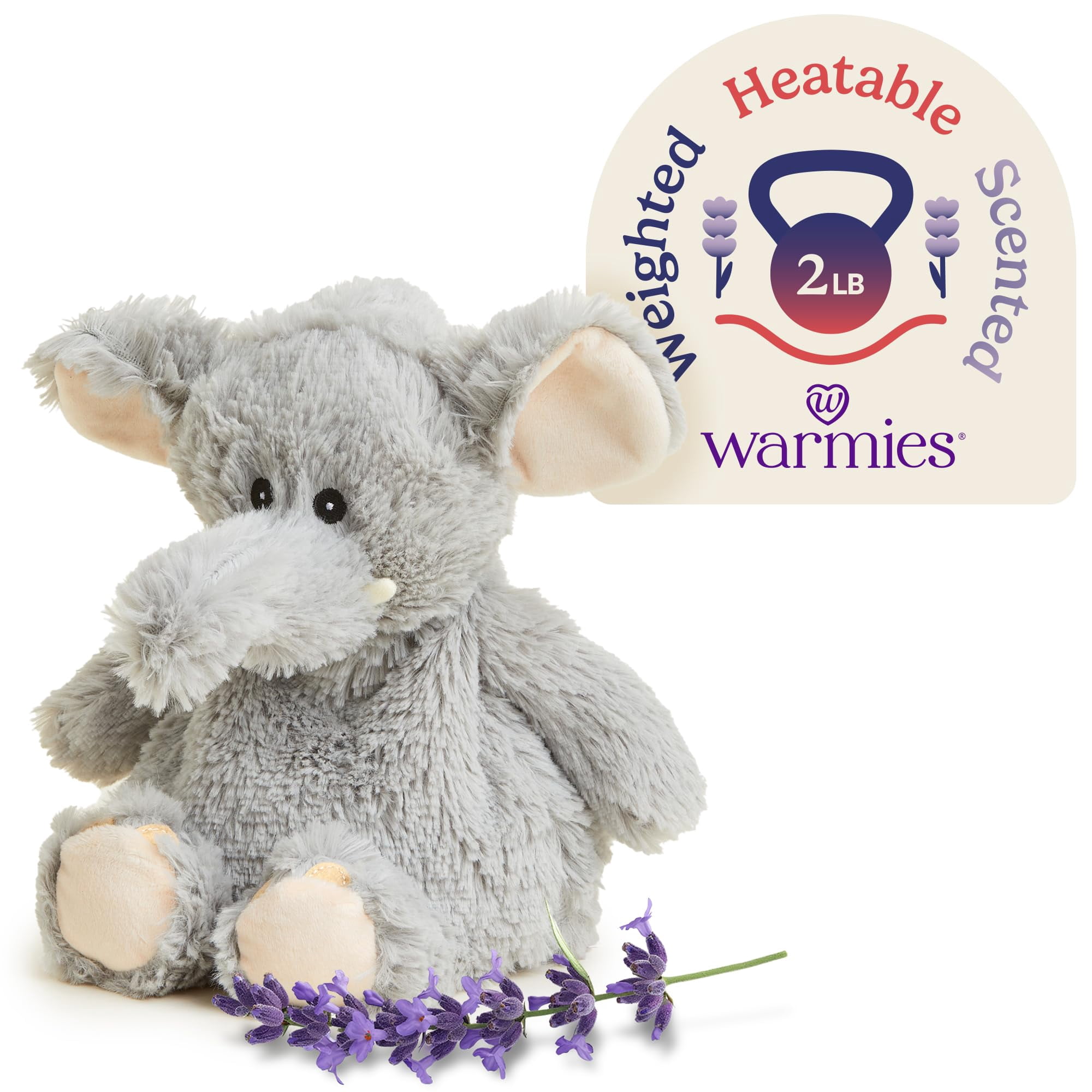 Animal De Peluche Warmies Gray Elephant, Apto Para Microondas Y Pesado