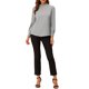 thumbnail image 2 of INSPIRE CHIC Blusa de Mujer con Cuello Alto, Pliegues, Botón de Ojal, Botón, Talla L, Gris, 2 of 6