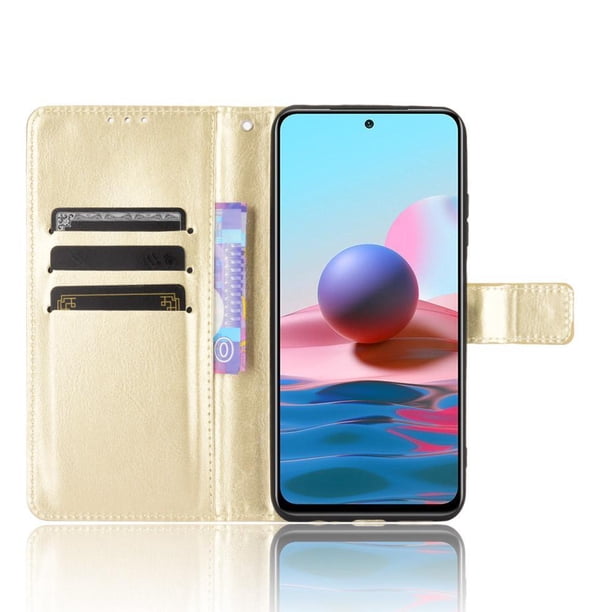 Funda tipo libro para Xiaomi Redmi Note 10 4G, cartera todo‑en‑uno, funda multifuncional con tarjetero y correa de muñeca desmontable
