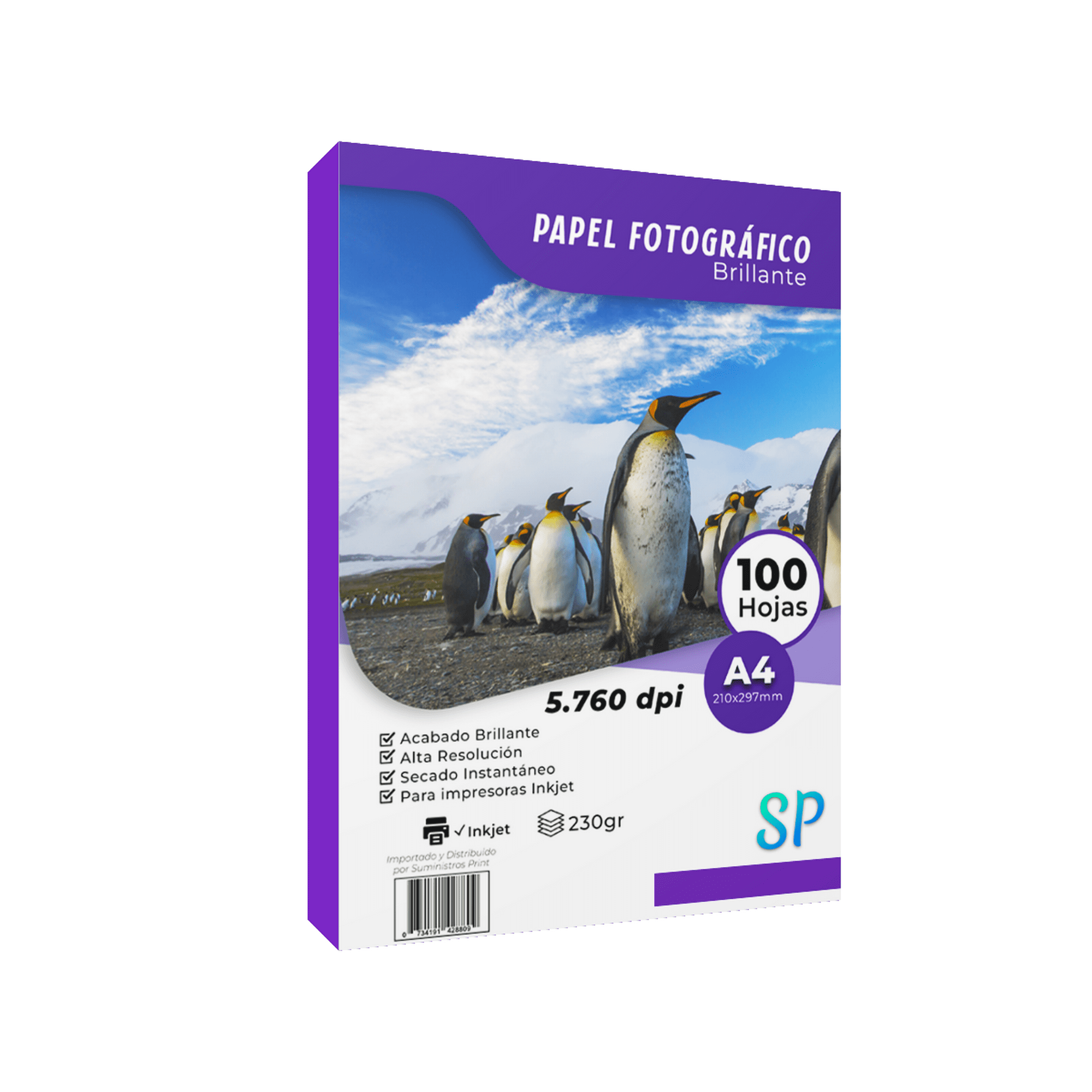 Sp Suministros Print - Papel Fotográfico Brillante A4 230gr X 100 Hojas