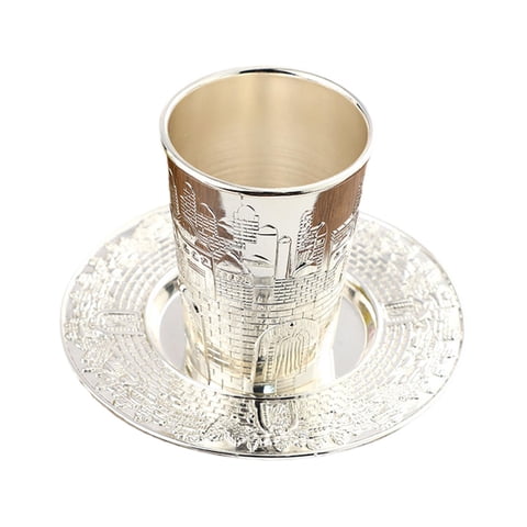 Bothyi - Copa Kiddush Con Platillo, Taza De Té, Vajilla, Cáliz Para Festividades De Shabat