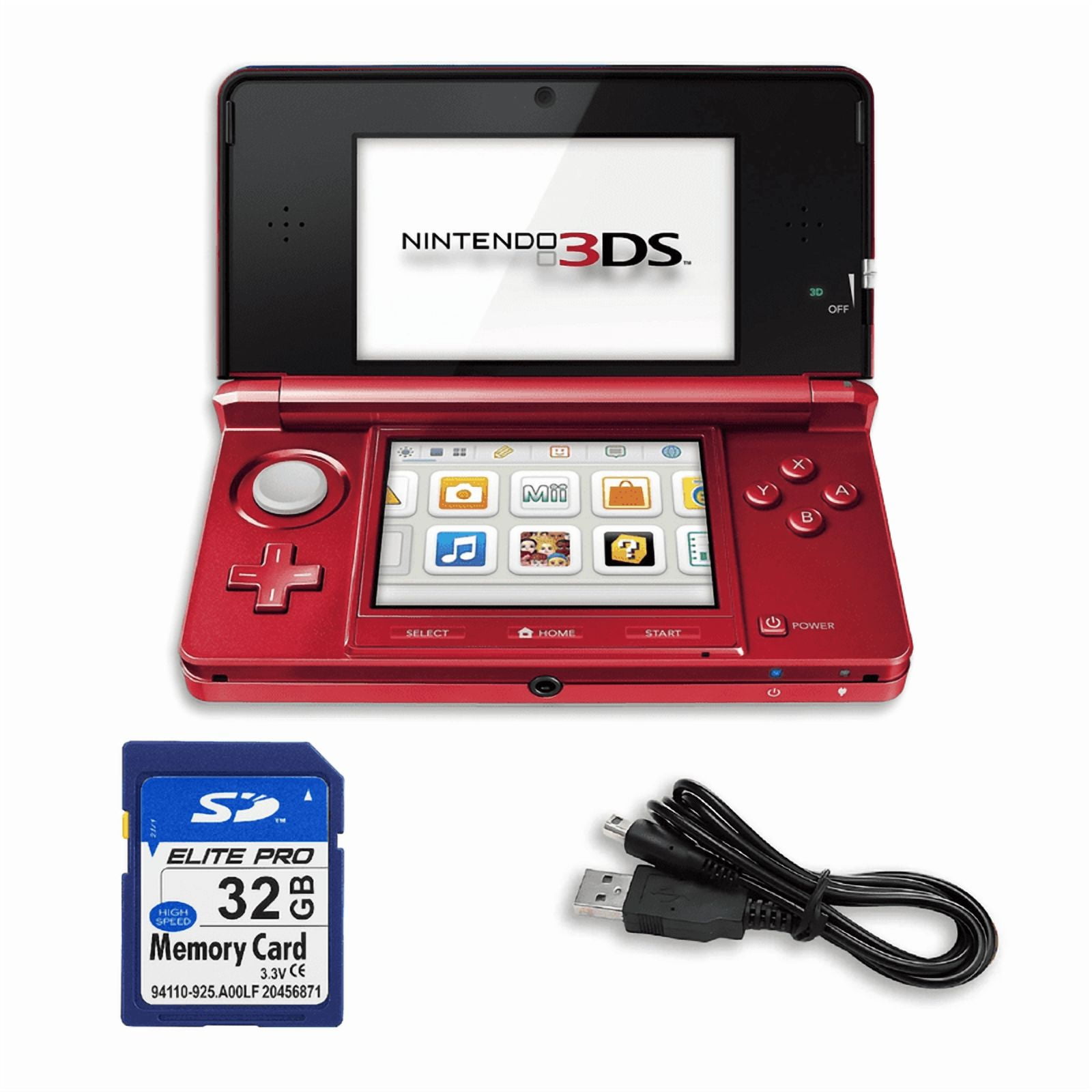 Nintendo 3ds Game Console With Retrofam 32gb Sd, Metallic Red (refurbished)