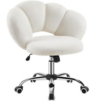 Silla De Escritorio Yaheetech Bouclé Con Diseño En Forma De Nube Ajustable Blanca