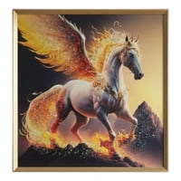 Genérico - Cuadro Decorativo Arte Fantástico Caballo Alado Fuego Jhn