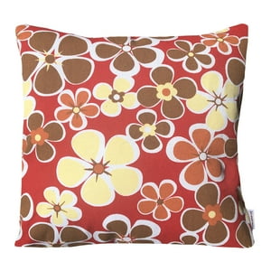 Elizabeth Peper - Funda Cojin Decorativo Diseño Rojo Flores Amarillas Y Cafe 45X45
