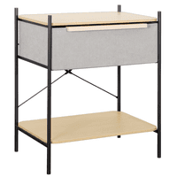 Velador 2 Niveles Carry All Línea Minimalist 1 Cajón Marco Metálico Cubierta Madera