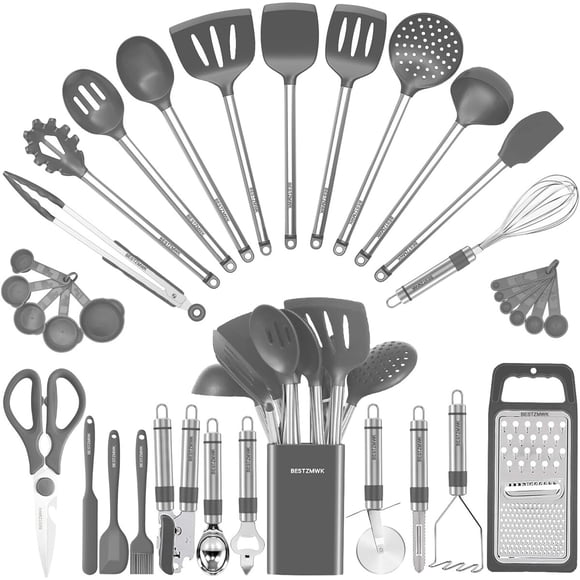 Set de Utensilios de Cocina BESTZMWK EP216 33 Piezas Silicona Acero