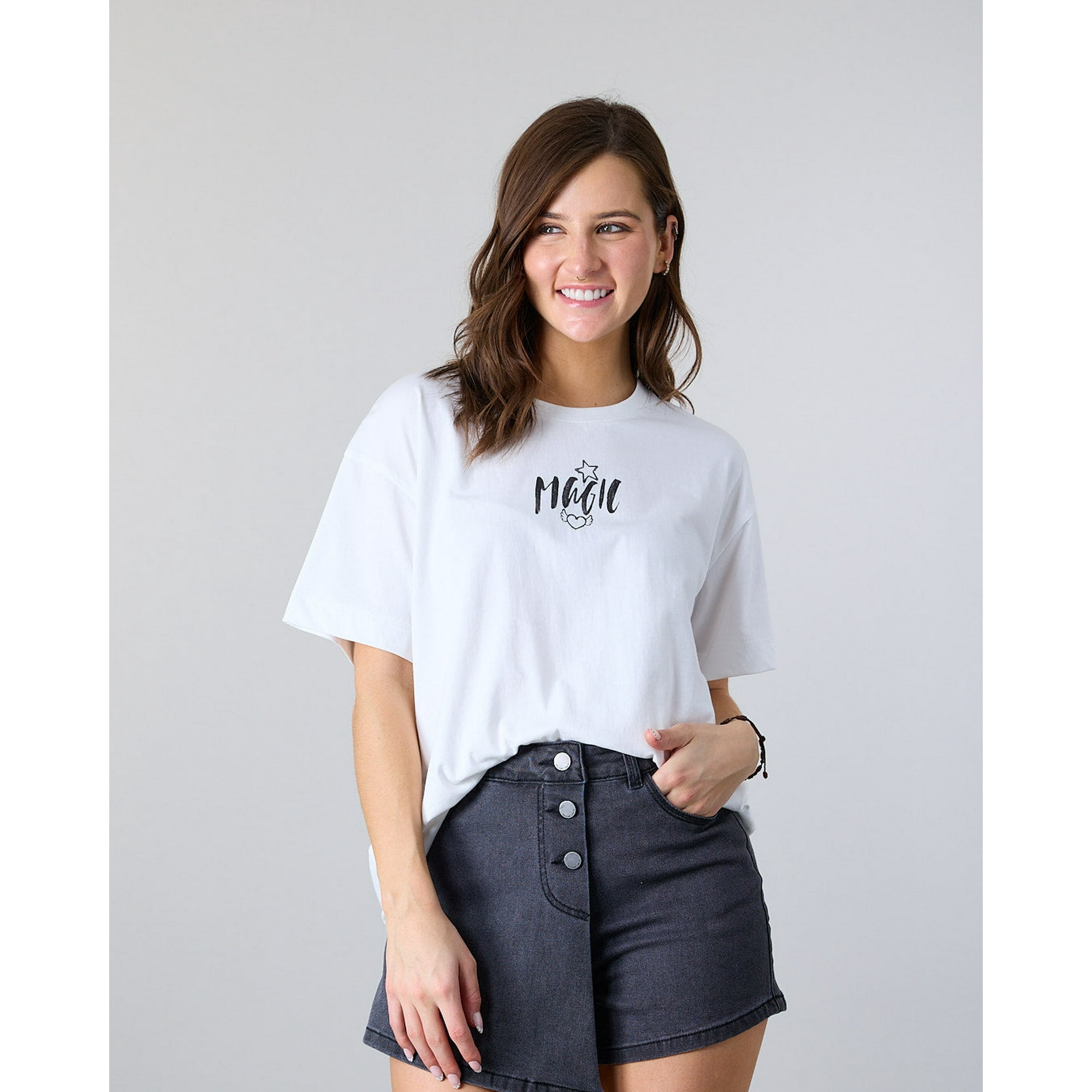 Polera Mujer Algodón Grafitti Blanco Relaxed Fit Polemic