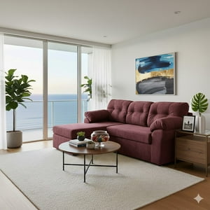 Deco Outlet - Modular Polonia 3.1 Intercambiable Tela Burdeo