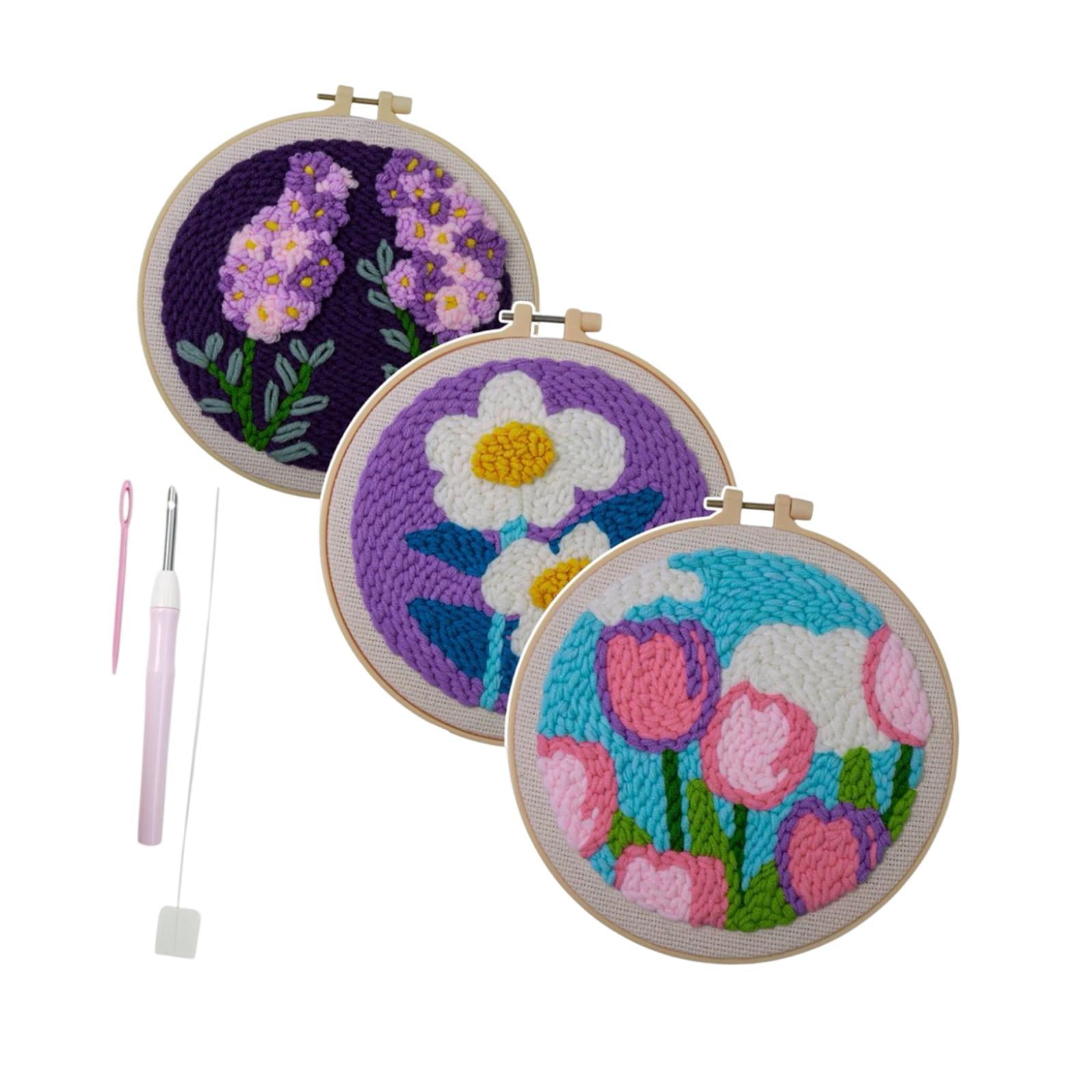 Bothyi - Kit De Bordado Para Principiantes, Kit De Puntada Perforada Para Decoración Del Hogar, Color Morado