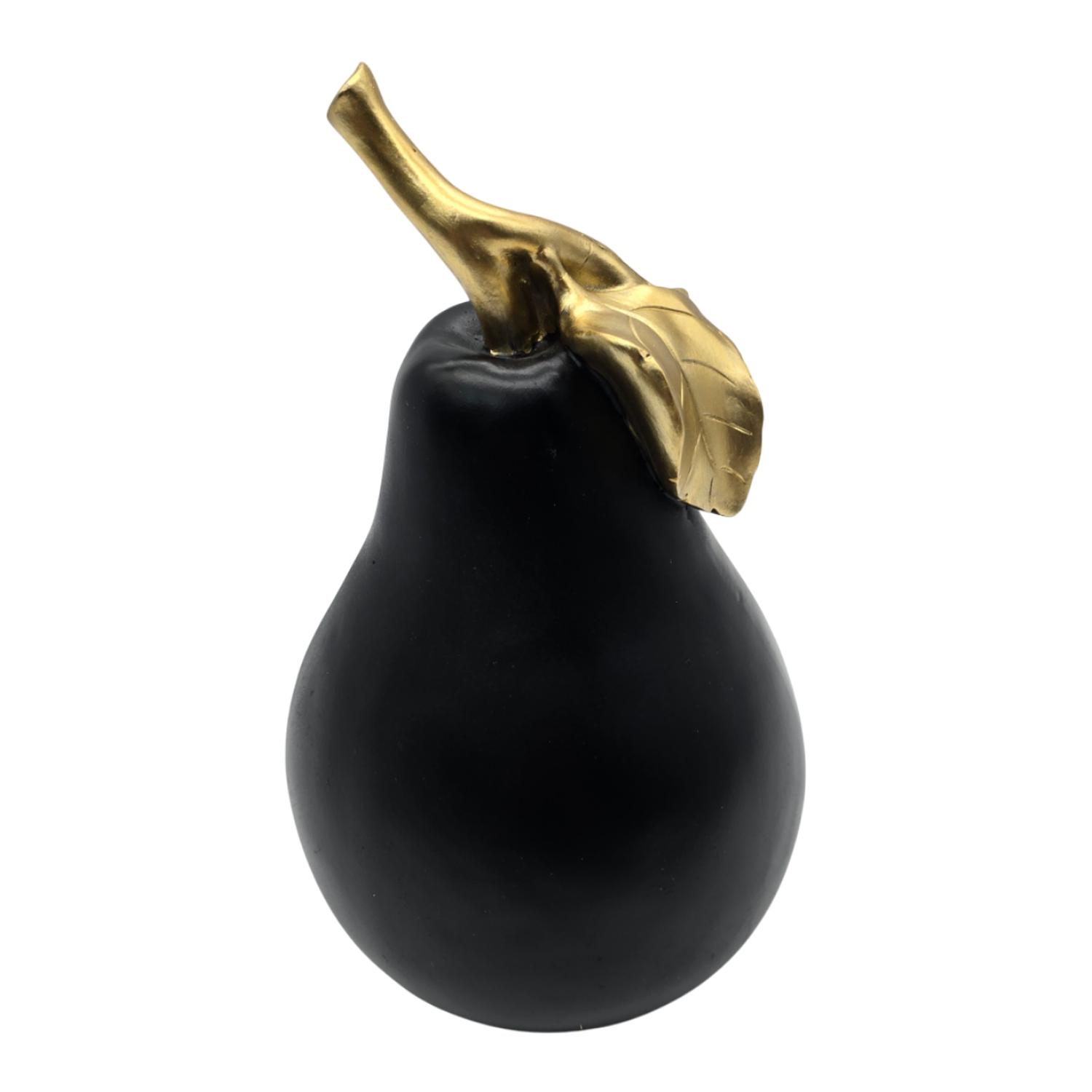 Fliperex - Figura Adorno De Pera Negra Decorativa En Resina Moderna Negro