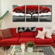 thumbnail image 2 of 4pcs, Set Of 4 Wall Decor Living Room Red Tree Black White And Red Nature Trees Scenery Paintings Pictures Wall Art Modern Home Bedroom Bathroom Wall Decorations Canvas Prints No Frame, Home Decor,, 2 of 4