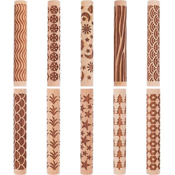 Set de 10 rodillos de textura para arcilla de madera YANGYIXIN, 10 cm