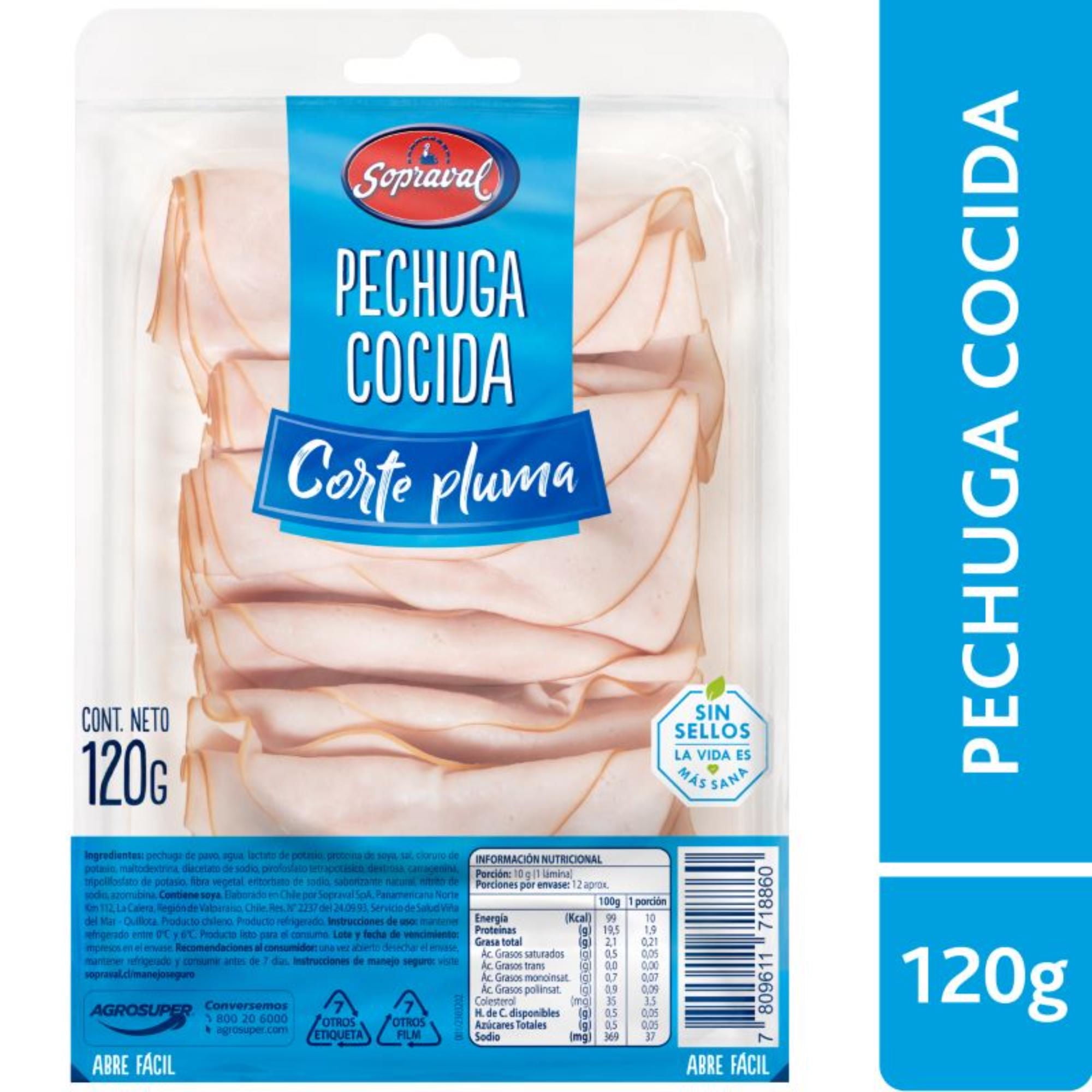 Pechuga De Pavo Cocida Corte Pluma 120 g Sopraval