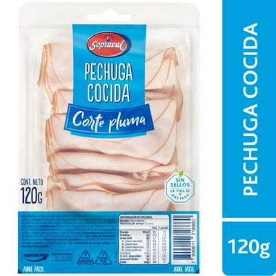 Pechuga De Pavo Cocida Corte Pluma 120 G Sopraval