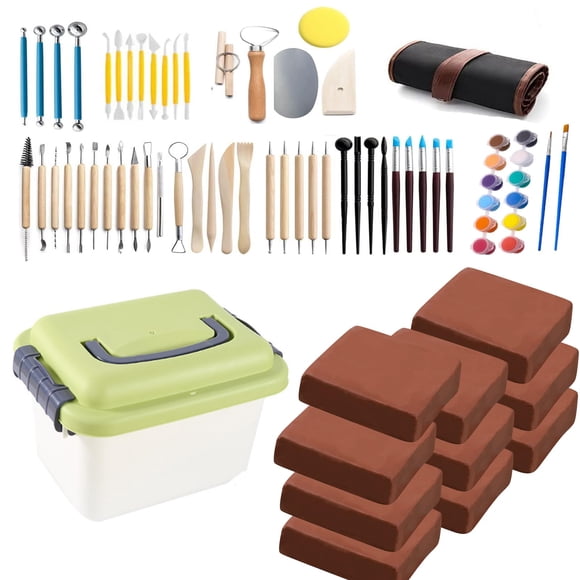 Set De Arcilla Terracota Natural De Secado Al Aire 5 4 Kg + 52 Herramientas Para Cerámica