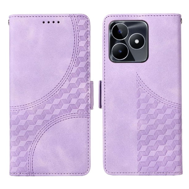 Carcasa FOXDOCK Realme C53 de cuero PU, diseño acolchado clásico, protección contra caídas y rayones