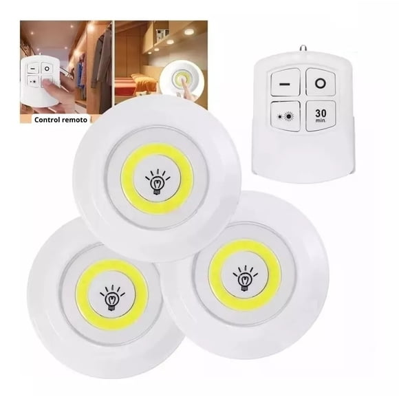 Pack X3 Luces Led a pilas Inalámbrica Foco Emergencia Con Control