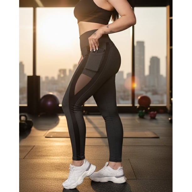 Calza Deportiva Mujer Luxe con Bolsillos Laterales Tiro Alto