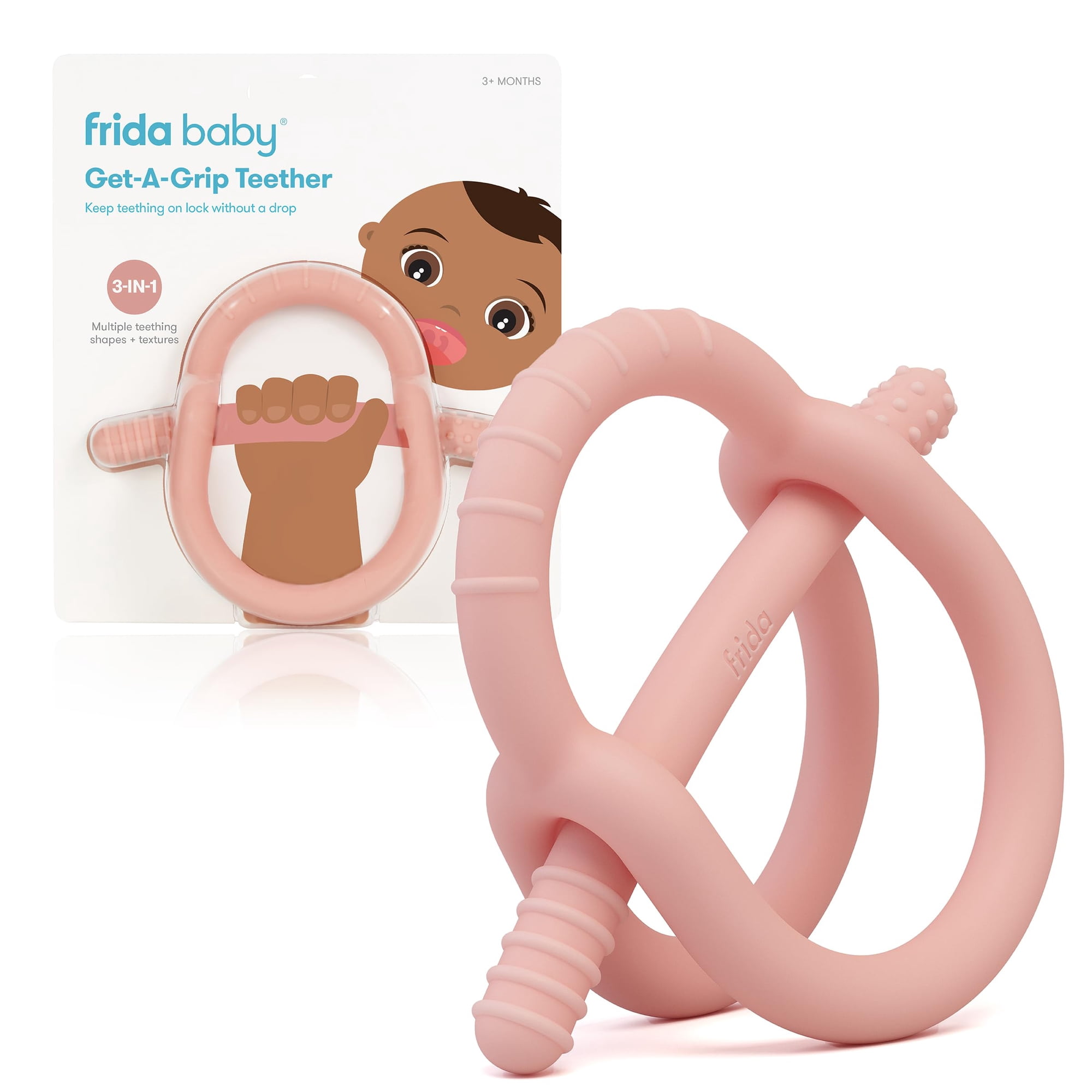 Teether Frida Baby Get-a-grip De Silicona Para Bebés De 0 A 18 Meses, Color Rosa
