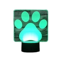 Lelumania - Lampara Ilusion 3D Huella Perro De 7 Colores, Base Touch