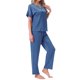 thumbnail image 4 of INSPIRE CHIC Pijamas de Satén para Mujer Camisa de Manga Corta de Seda con Cuello en V y Pantalón Largo Conjunto de Ropa de Dormir Suave M Azul, 4 of 6