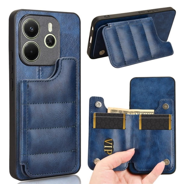 Funda Cartera Desmontable para Xiaomi Redmi Note 14 4G con Soporte y Ranuras Azul