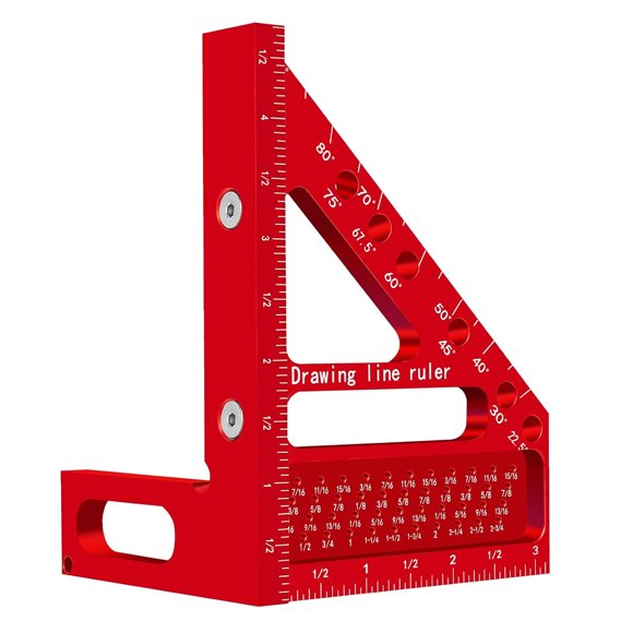 Regla Multiángulo 3D Aleric Aluminio Roja para Carpintería