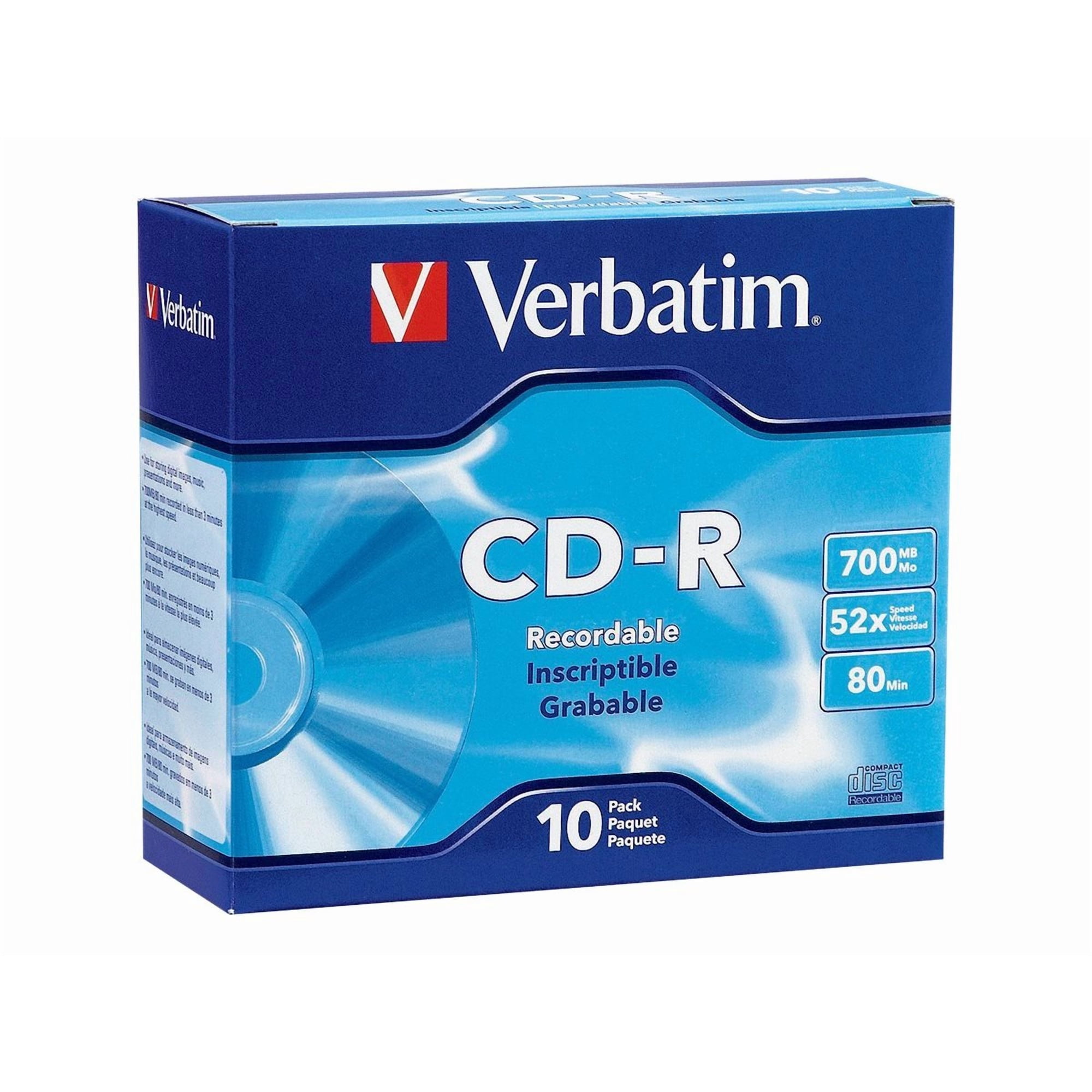 Disco Grabable En Cd-r Verbatim, 700 Mb/80 Min, 52 Unidades, Paquete De 10