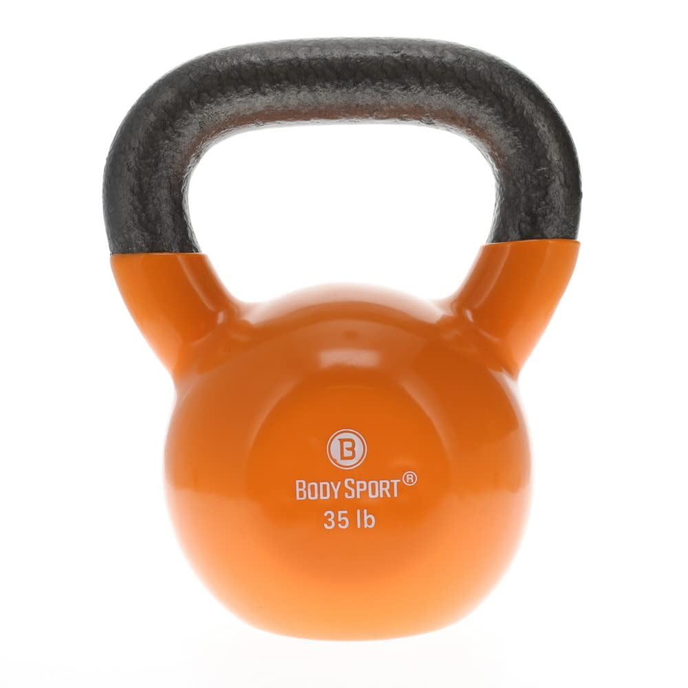 Kettlebell Body Sport, Hierro Fundido, Revestido De Vinilo, 16 Kg, Naranja