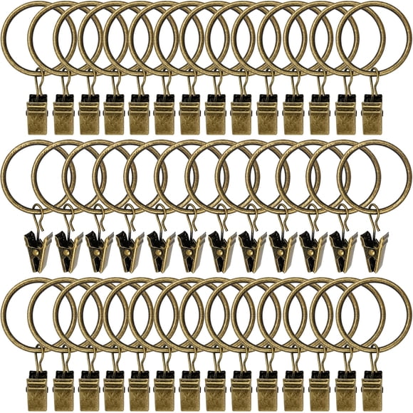Anillas para cortinas con clips AMZSEVEN, paquete de 40 unidades, 3,2 cm de diámetro interior