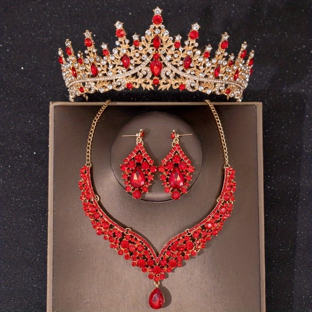 3pcs Elegant Crystal Bridal Jewelry Set - Rhinestone Tiara Crown, Necklace, and Earrings - Perfect for Weddings and Special Occasions