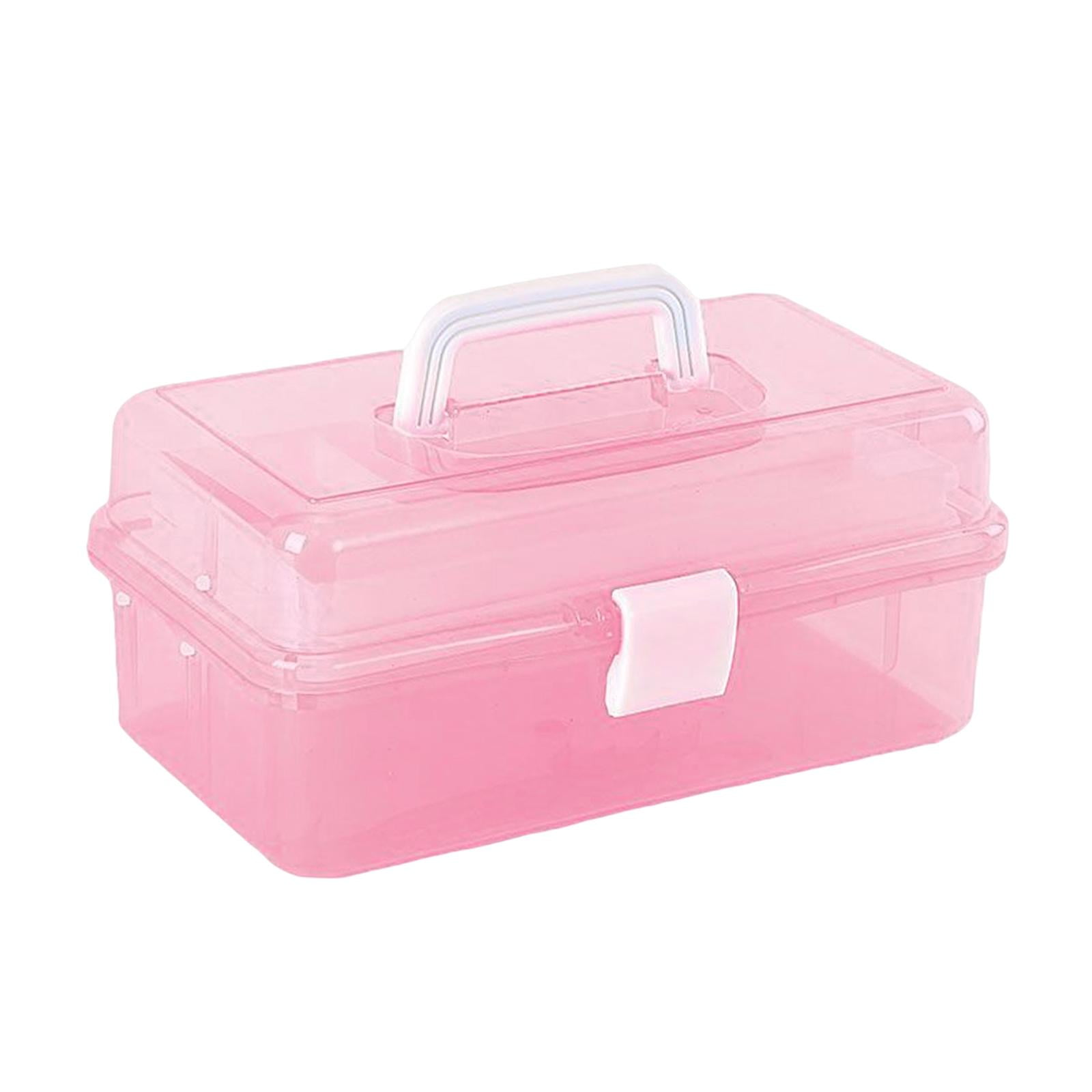 Bothyi - Caja De Almacenamiento Multiusos Organizador Hobby Diy Caja De Herramientas Plegable 2 Bandejas Rosa