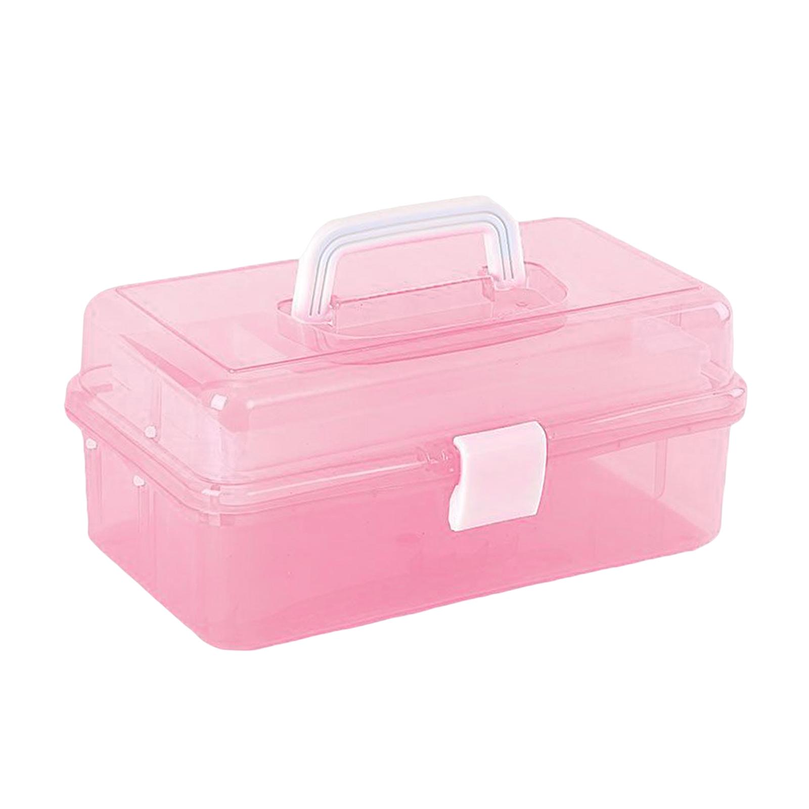 Bothyi - Caja De Almacenamiento Multiusos Organizador Hobby Diy Caja De Herramientas Plegable 2 Bandejas Rosa