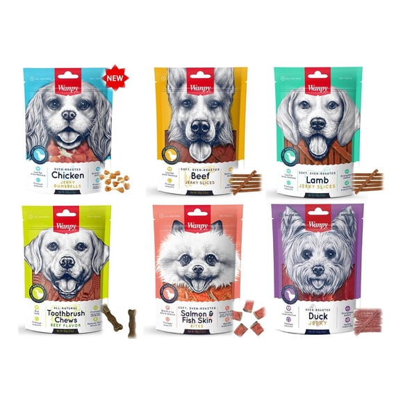 X6 Variedades Snack Para Perros Wanpy 100% Natural 100g C/u