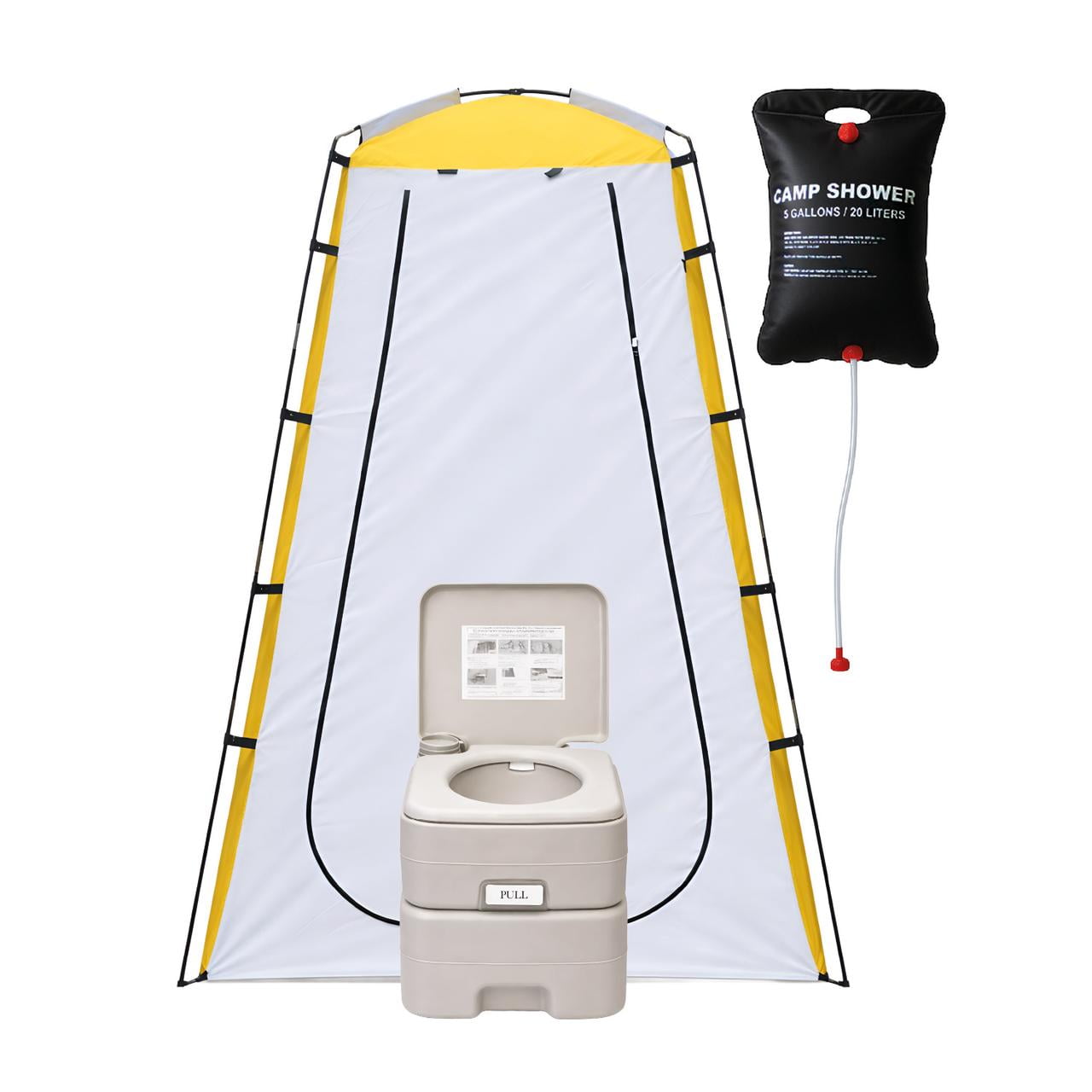 Miglu - Baño Químico Portátil Con Carpa Y Ducha Solar 20 L Para Camping