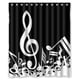 thumbnail image 1 of Cortina de ducha con notas musicales, juego de cortinas de baño con ganchos, tamaño 60 x 72 pulgadas, 1 of 3