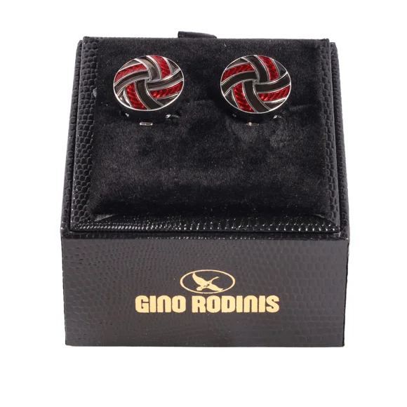 Cubre Botón Gino Rodinis Esmaltado Negro Rojo TB014