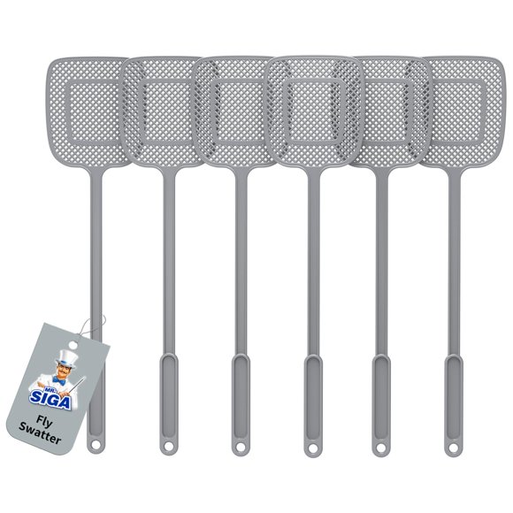 Matamoscas MR.SIGA Resistente con Mango Largo Paquete de 6