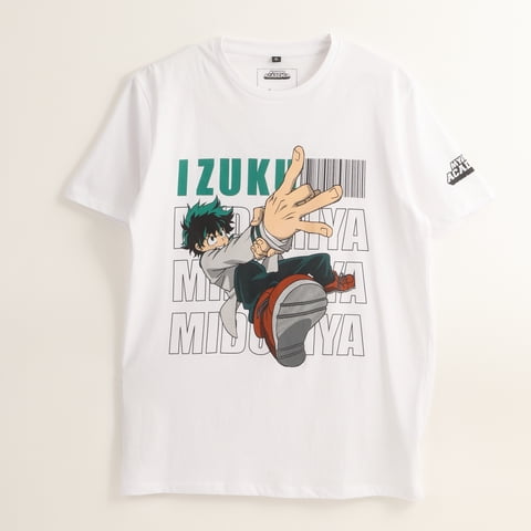 Polera Manga Corta Hombre Print Blanco My Hero Academia