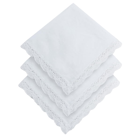 Pañuelo Hongliang 32 cm Encaje Blanco 3‑piezas