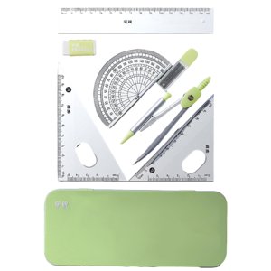 Bothyi - Juego De Geometría Matemática Con Estuche De Almacenamiento Portátil Reutilizable Para Niños Profesores Hogar Caja Cerrada Verde