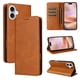 thumbnail image 1 of Funda Cartera para iPhone 16 Plus con Ranuras Tarjetas y Soporte - Protección Completa Marrón, 1 of 5