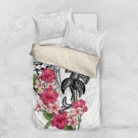 Milsleep - Juego De Cama Blanco Con Estampado Tribal De Tiburón Martillo De Polinesia Lt05